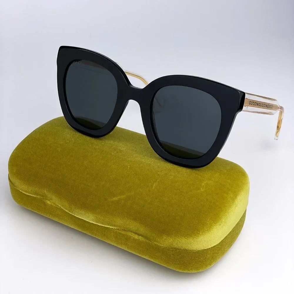 NEW Gucci Sunglasses GG0564SN 001 Cat Eye Crystal Gold Black Grey